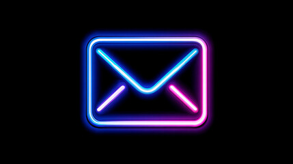 Neon light email icon glowing in vibrant colors symbolizing digital communication connectivity messaging and modern technology in a sleek futuristic style