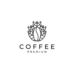 coffee bean logo with line art design style suitable for coffee shops, cafes and restaurants