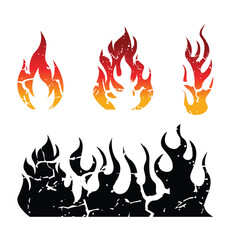 Set of Fire Flame Vector Isolated . Front View Fire Flame Vector Illustration
