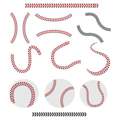 Red and black stitch for baseball Vector illustration. Baseball Lace  Illustration
