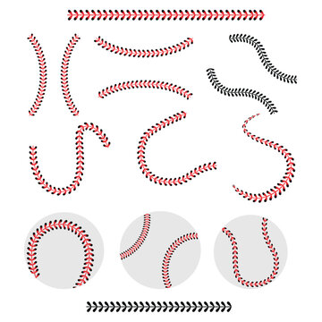 Red and black stitch for baseball Vector illustration. Baseball Lace  Illustration
