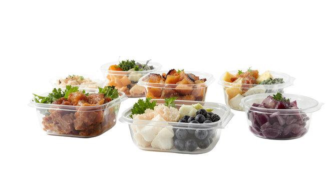 Healthy Food Options in Clear Containers on White Background