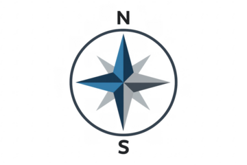 Compass rose showing north and south direction
