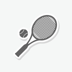 Tennis racket illustration in trendy flat style icon sticker isolated on gray background