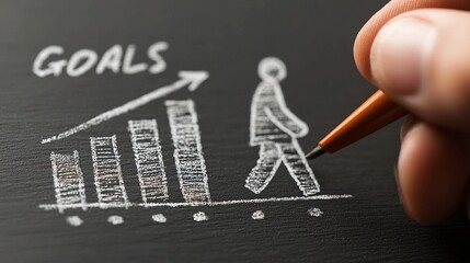Business success path with goal-setting techniques, measurable results, growth-driven mindset, innovative planning strategies, achievement-driven workspace, professional business planning