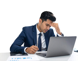 Tense Office Moment: Businessman Fatigue Amid Team Activity