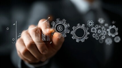 Business innovation with clear growth goals, measurable success, strategic achievement, vision-focused team environment, productivity-driven setting, goal-setting process, business planning