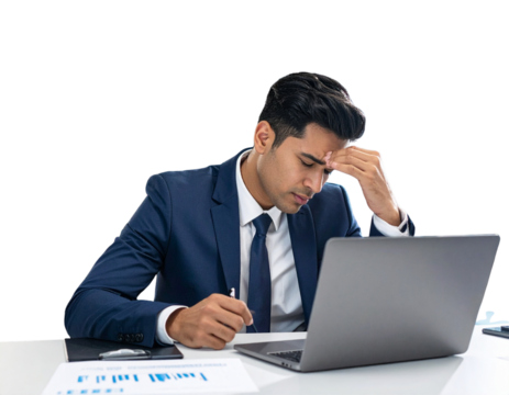 Tense Office Moment: Businessman Fatigue Amid Team Activity