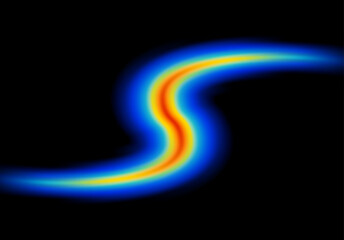 Abstract shape glowing in neon light with heatmap color palette