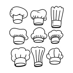 doodle chef hat collection icon symbol