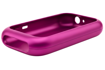 Pink protective plastic case or shell for a mobile electronic device on a transparent background