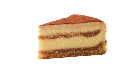 Slice of Gourmet Dessert on White Background