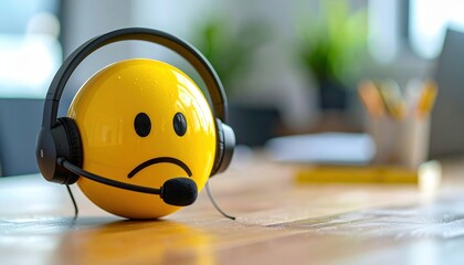 A yellow smiley face with a headset representing customer service and support challenges.