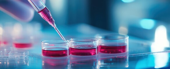 Precision Pipetting in Laboratory with Colorful Liquid Samples