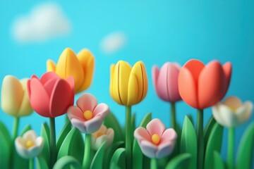 Colorful Floral Arrangement with Cheerful Tulips and Flowers