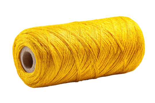 Bright yellow spool of tightly wound string