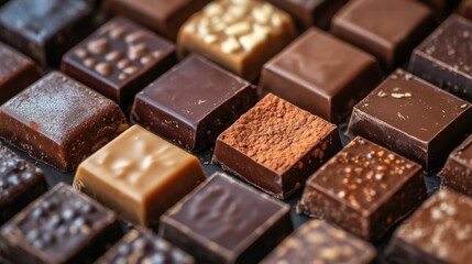 Assorted Chocolate Pieces in Various Textures and Colors