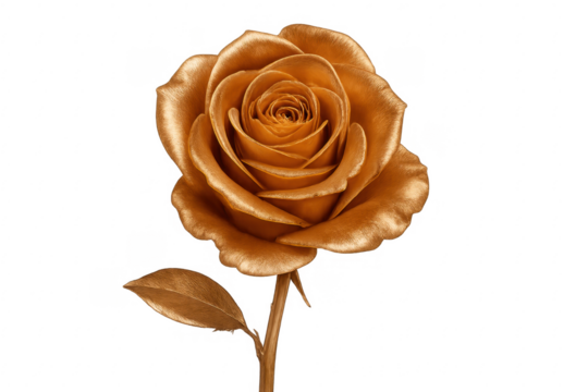 Golden rose symbolizing luxury precious elegance on transparent background