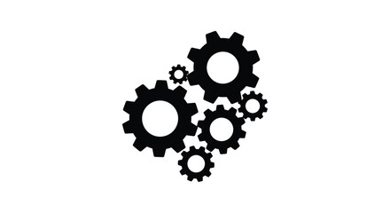 Interlocking cogwheels machine parts group industry mechanism technology teamwork cooperation symbol icon