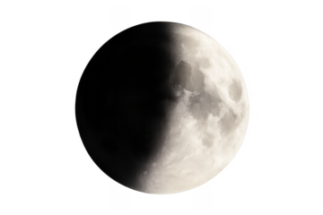 Moon exhibiting first quarter lunar eclipse phase