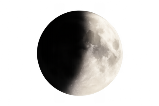 Moon exhibiting first quarter lunar eclipse phase