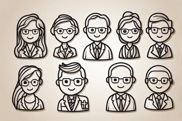 meeting team icon work team doodle hand