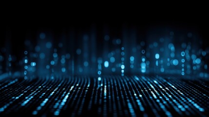 Abstract dark blue digital data streams flow seamlessly, representing the communication of big data in a futuristic technology setting.