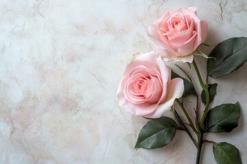 Obraz premium Soft Pink Roses on Elegant Marble Background for Romantic Vibes