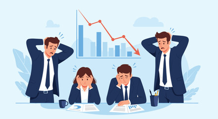 Business people experiencing loss and stress during a financial downturn.