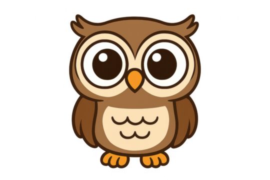 Cute big eyed owl cartoon vector illustration
