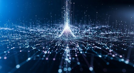 Digital data stream in cyberspace, abstract background.