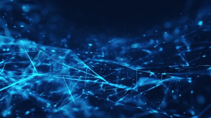 This scene features a futuristic blue digital web overlay, capturing the essence of advanced technology and connectivity with vibrant lines and a deep background.