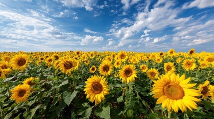 Sunflower field under sunny sky