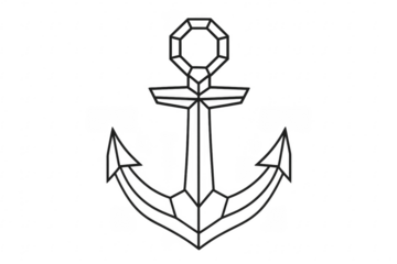 Hand drawn geometric anchor line art illustration
