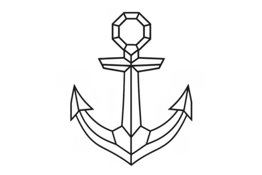 Hand drawn geometric anchor line art illustration