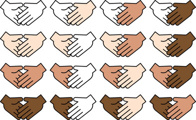 全人種　握手　肌の色　ベクターイラスト素材