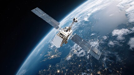 Fototapeta premium Satellite orbiting earth