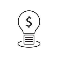 Creative line icon of a light bulb with dollar sign symbolizing business idea, innovation, and investment concept. Perfect for finance, startup, energy, and creative economic marketing design.