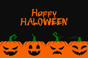 Happy halloween simple background vector with various jack o lantern