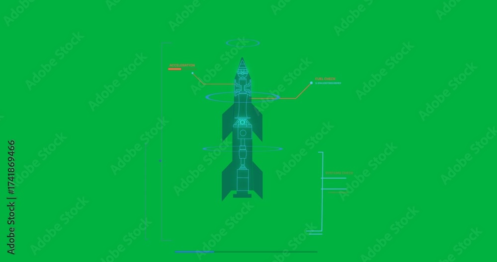 Wall mural animation of scientific data processing over transparent background