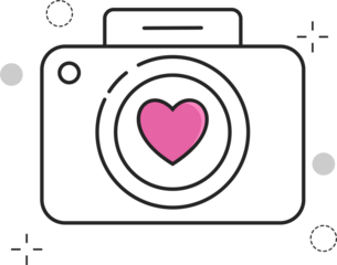 Camera with Heart Icon Vector Illustration on Transparent Background
