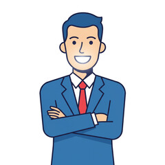 illustration of a businessman with an optimistic facial expression and a shining smile. isolated on a white background.