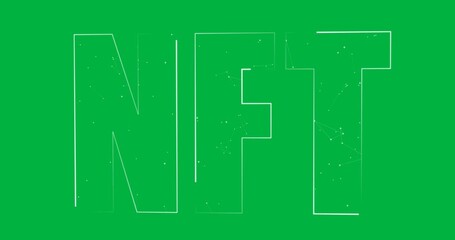 Animation of white nft text on transparent background - Powered by Adobe