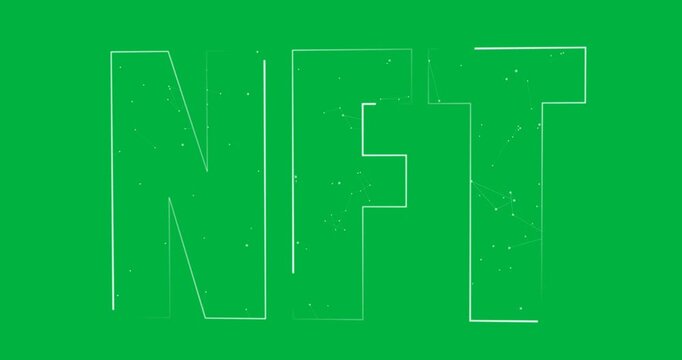 Animation of white nft text on transparent background - Powered by Adobe