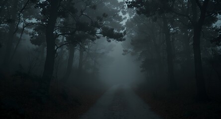 Fototapeta premium Mysterious Foggy Forest Path