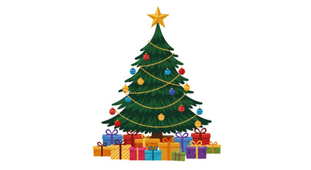 Obraz premium christmas tree with gifts white transparant