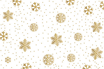Christmas background with gold snowflakes pattern