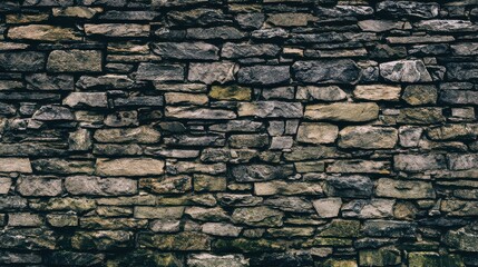 Symmetrical Stone Wall Background: Rough Texture Conveys Durability and Strength