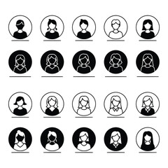 Woman avatar icon with short hair and minimalist design style