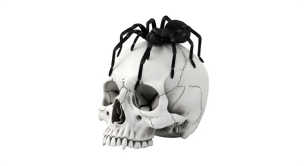 Skull with spider infestation isolated png transparent background